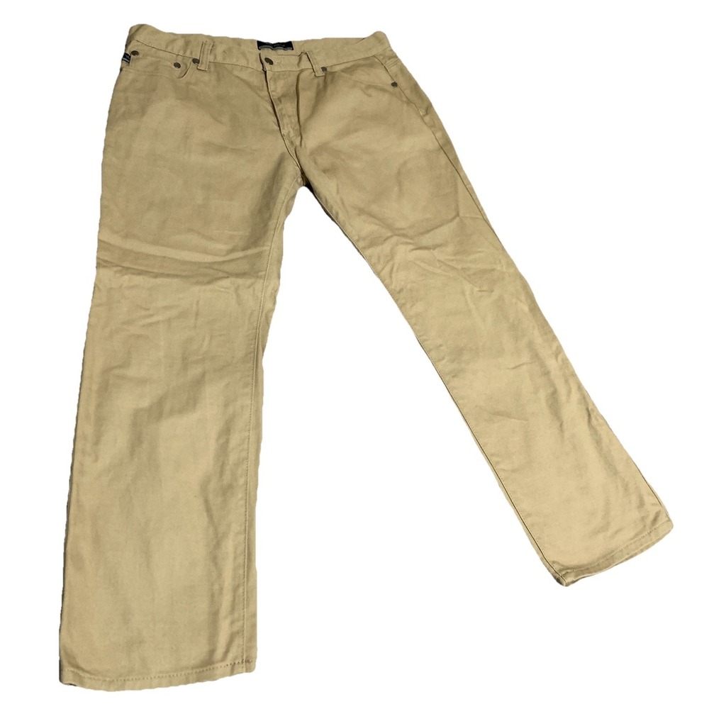 Maxi Milian New York Mens Khaki Twill Pants Straight Leg Tan 42x32 Casual Chinos